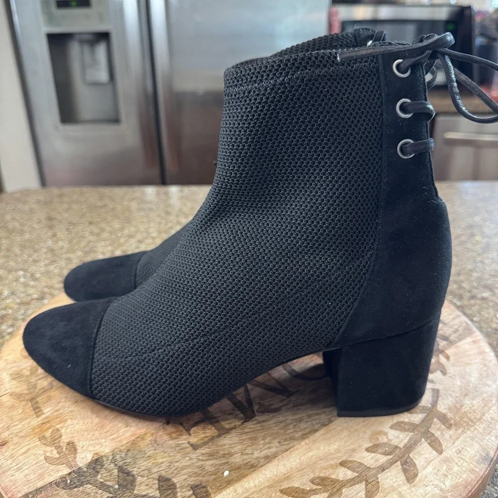 Schutz Emilia Ankle Boot 10B Black Knit Suede 2.5